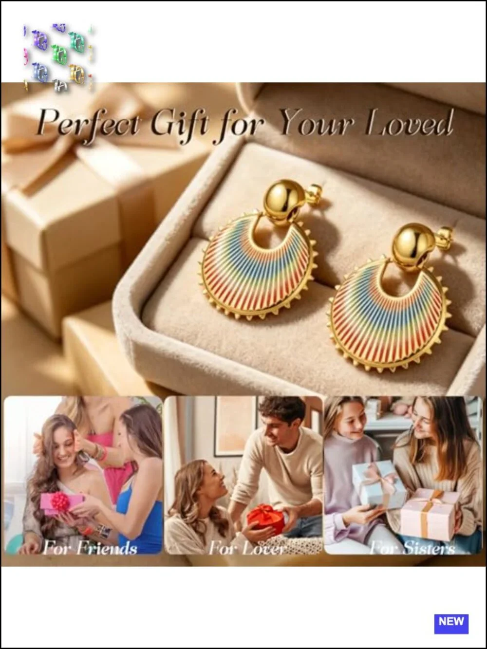 Stainless Steel 18K Gold Plated Fan-Shaped Drop Dangle Earrings Chunky